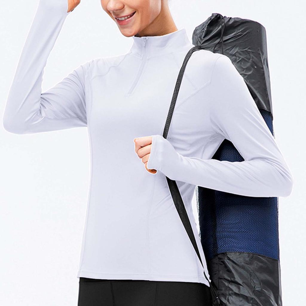 Women's Autumn And Winter Yoga Wear Long Sleeve Fitness Wear Running Training Sports Slim Half Zipper Top