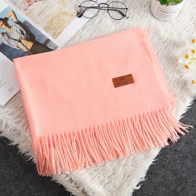 Korean Style Women's Winter Red Tassel Scarf - Imitation Cashmere Warm Gift