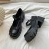Damen Slipper Plateau Sohle Ein-Riemen Schnalle Blockabsatz Kleine Lederschuhe Kleid Büro Große Größe 2025 Damenschuhe