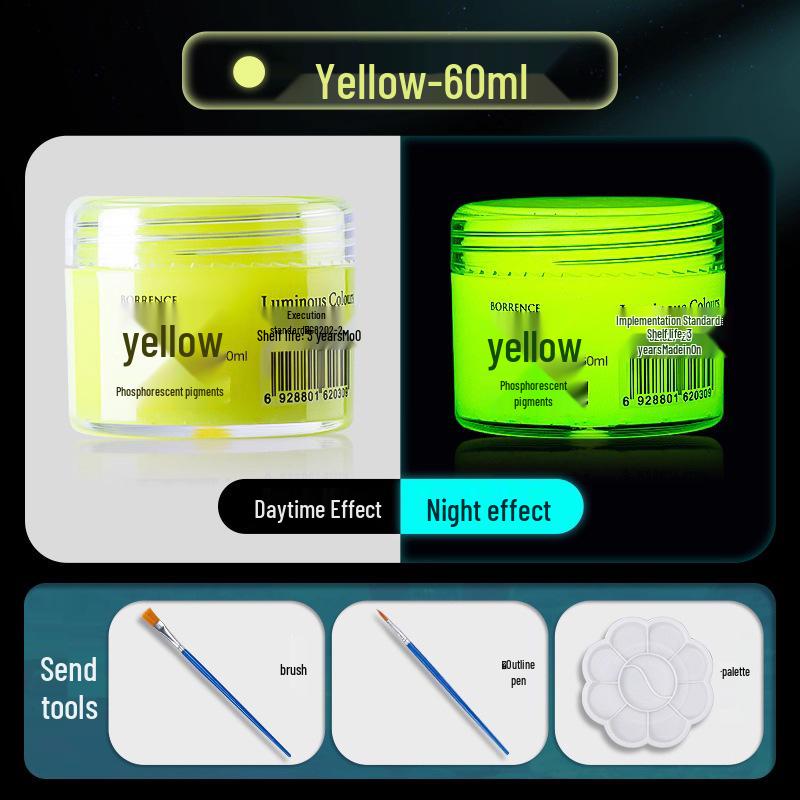 Glow-in-the-Dark Fluorescent Pigment Set for Kids - Perfect for DIY Clothes, Shoes, Plaster Dolls, and Hand-Painted Crafts!