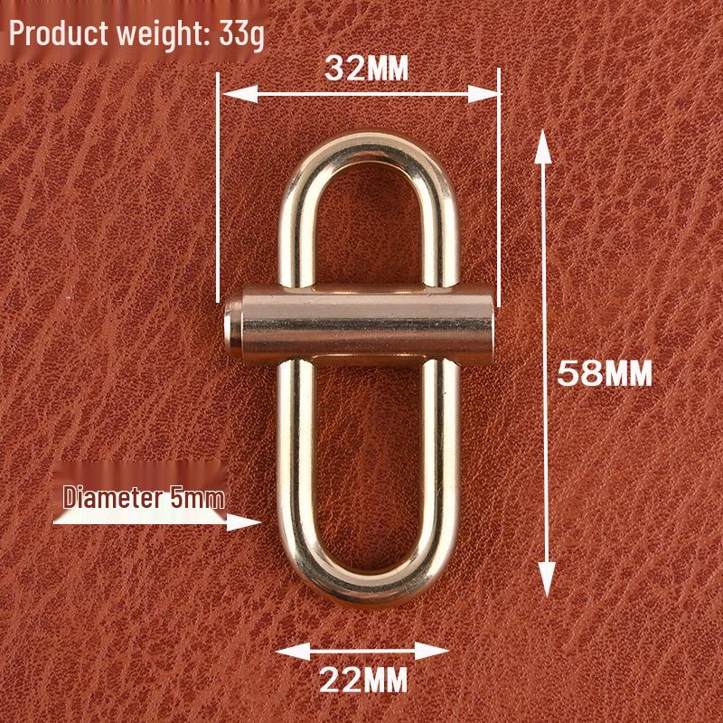 Brass Handmade Luban Lock Keychain with Quick Release Buckle and Waist Hanger.