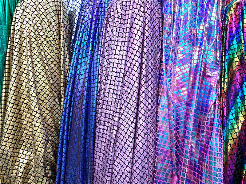 Golden Polyester Fish Scale Fabric for Costumes and Decor