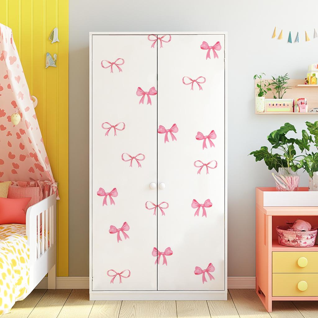 1/3 Stück Rosa Schleife Wandaufkleber Niedlich PVC Wasserdicht Selbstklebend Wandaufkleber für Mädchen DIY Zuhause Wohnzimmer Kleiderschrank Dekoration