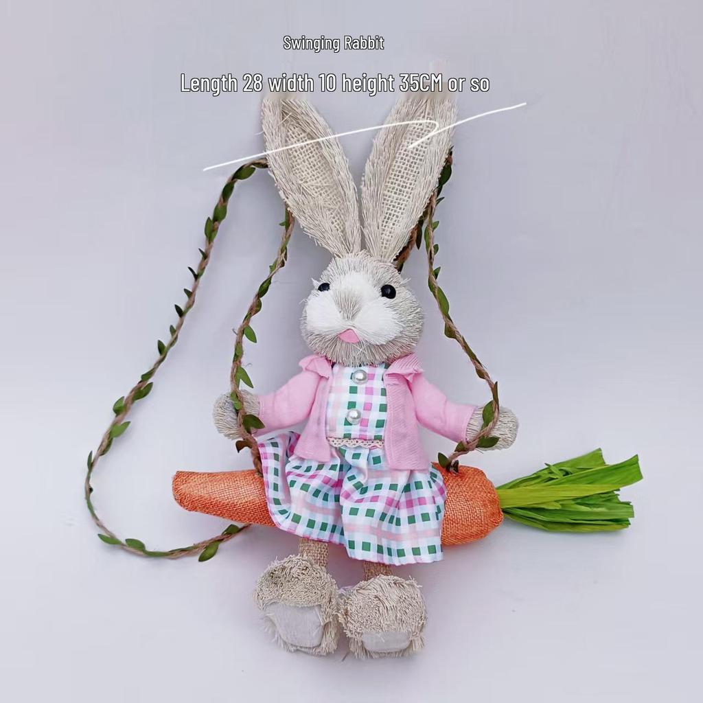 Handgefertigter Strohflecht-Kaninchenschmuck - Niedlicher Mori-Stil für Weihnachten & Ostern