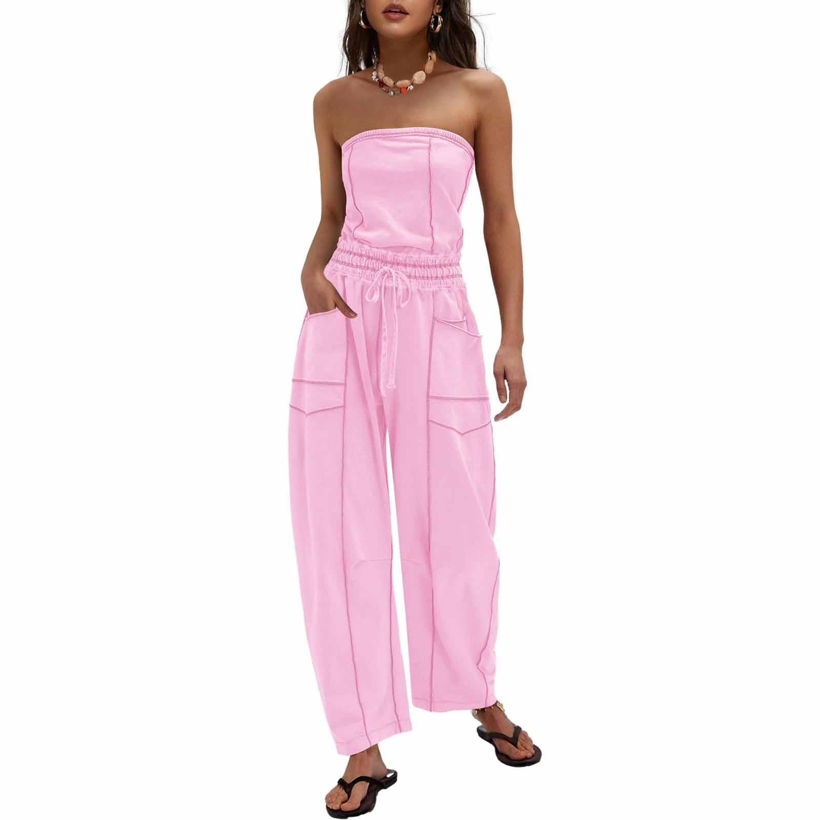 

Женские повседневные комбинезоны без бретелек с открытыми плечами, летние ромперы без рукавов, наряды с карманами L