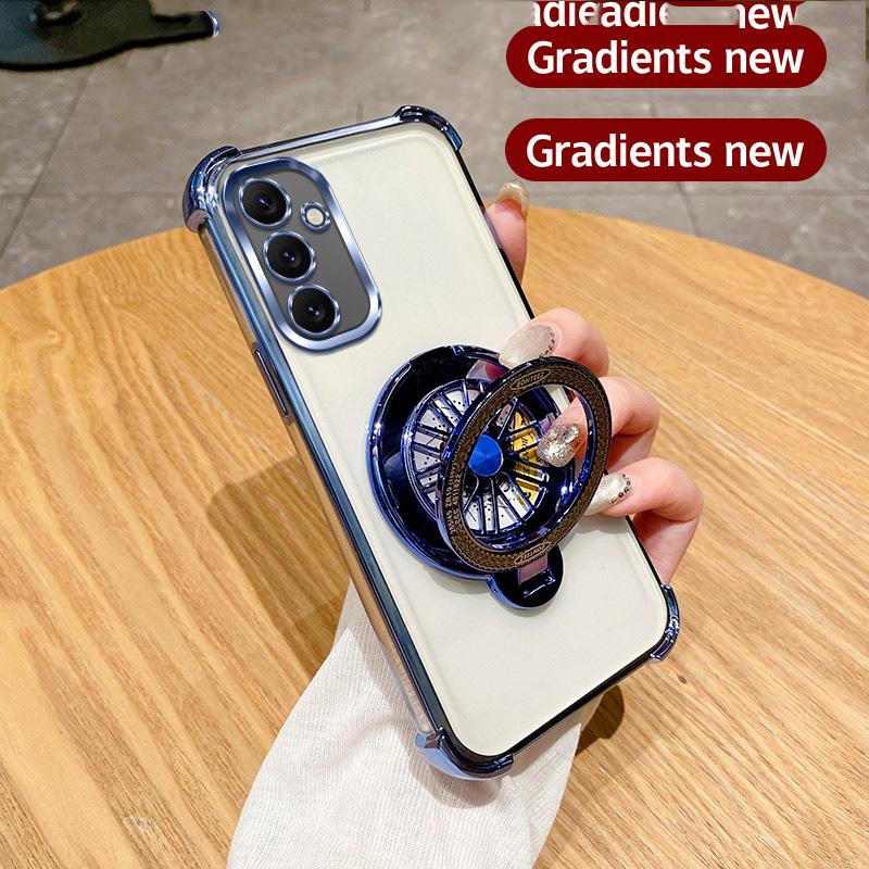 Shockproof Rotate Gyro Holder Magnetic Case on for Motorola Moto G24 G14 G34 G84 G54 G04 G53 E14 G52 G82 G10 Bracket Clear Cover