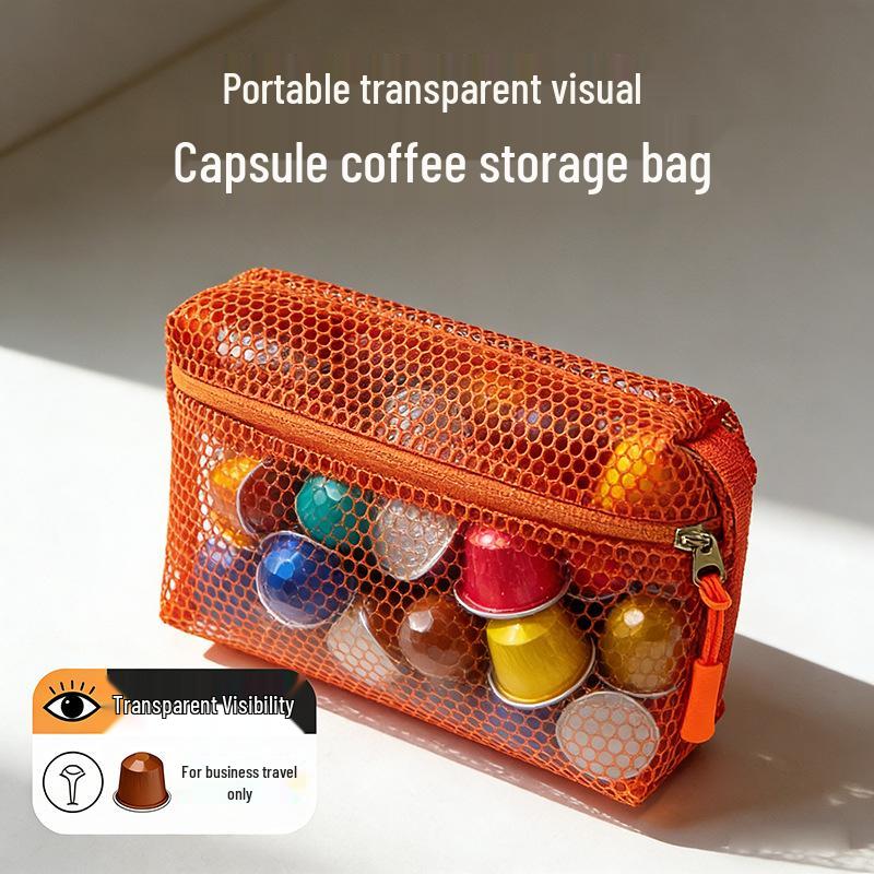 

Japanese Style Nylon Capsule Coffee Storage Bag - Portable, Durable, Zip-Closure Gray Small [16*11cm]