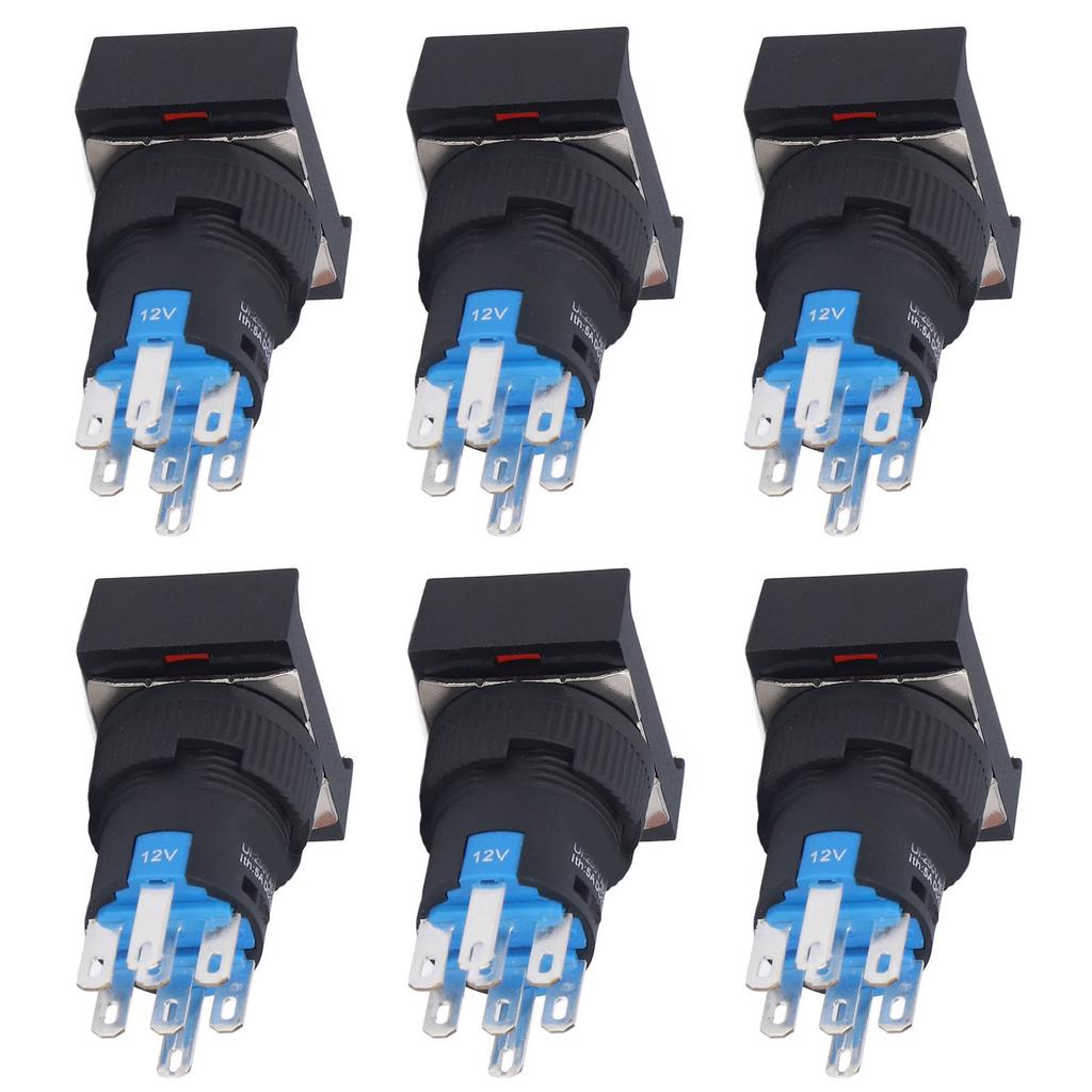 25Pcs Push Button ABS Brass Self Locking es with Light 16mm 12V