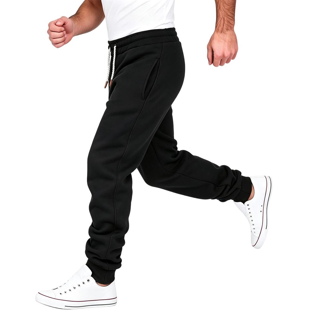 Heren Katoenen Joggingbroek met Manchetten, Elastische Taille, Stretch, Casual Atletische Broek voor Lente en Herfst