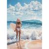 Wave Lighthouse Girl Surfing Canvas Painting Palm Tree Print Wall Art Picture Living Room Decor Sea Beach Poster Ocean Ship Boat