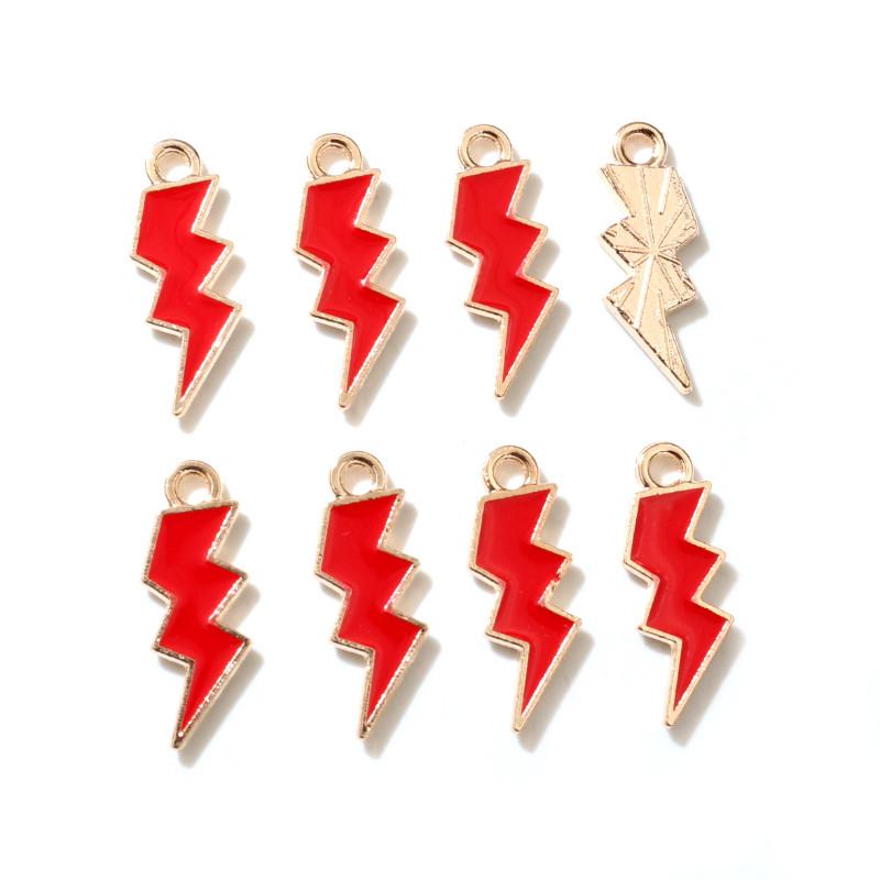 20Pcs 7*20mm Random Colors Mix New Alloy Metal Drop Oil Lightning Charms Nature Pendant For DIY Bracelet Necklace Jewelry Making