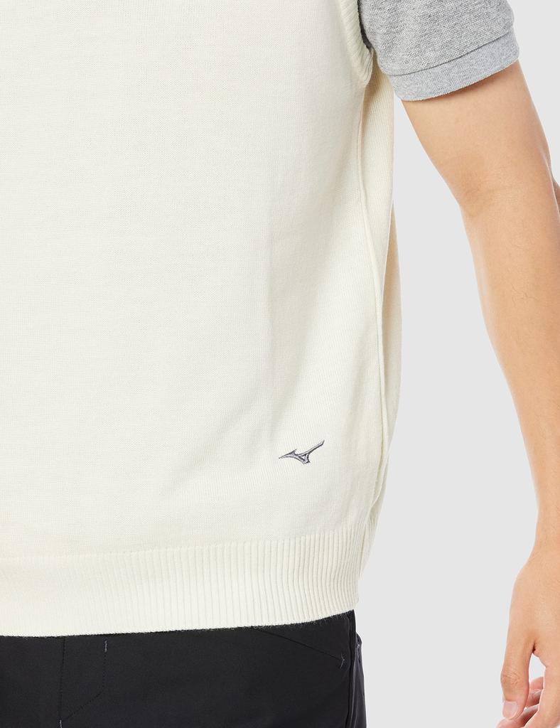 Mizuno Knit Golf Vest Size 2XL to Japanese size Men's V-Neck (52JC9A01), White, (equivalent 3L)