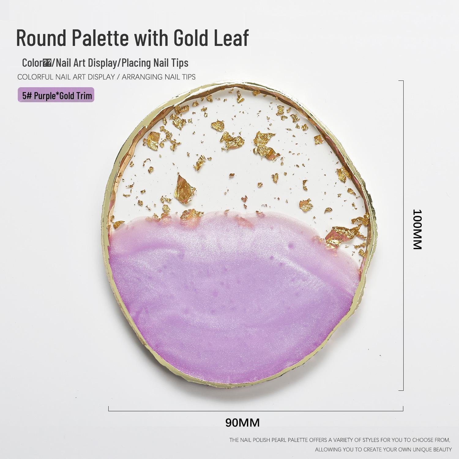 

Agate Gold Rim Resin Nail Art Palette - Color Mixing and Display Tool