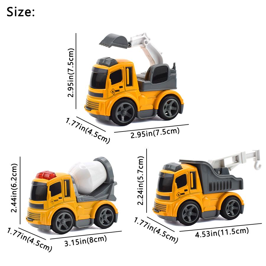 3 Kinds Inertial Engineering Vehicles Mini Model Toy Diecast Alloy Excavator Crane Bulldozer Pull Back for Boy Toys Gift for Kid