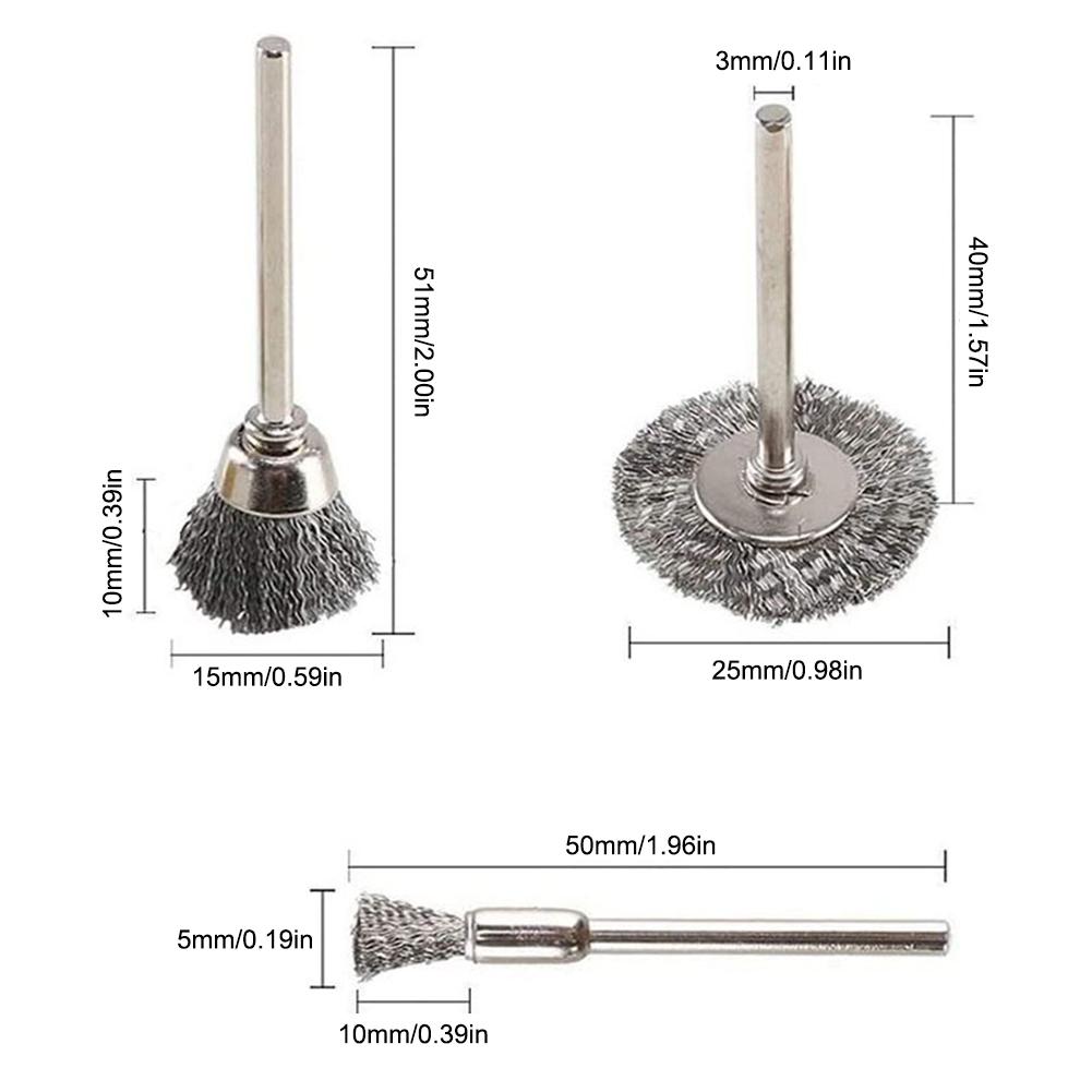 for Dremel 15/60pcs Wire Wheel Cup Brush Set Crimped Stainless Steel Die Grinder Rotary Electric Drill Polishing Dremel Tool
