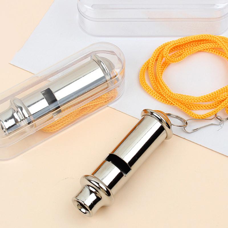Metal Referee Whistle With Lanyard Neck Rope Cord Emergency Security Outdoortrainning Whistle 1Pc