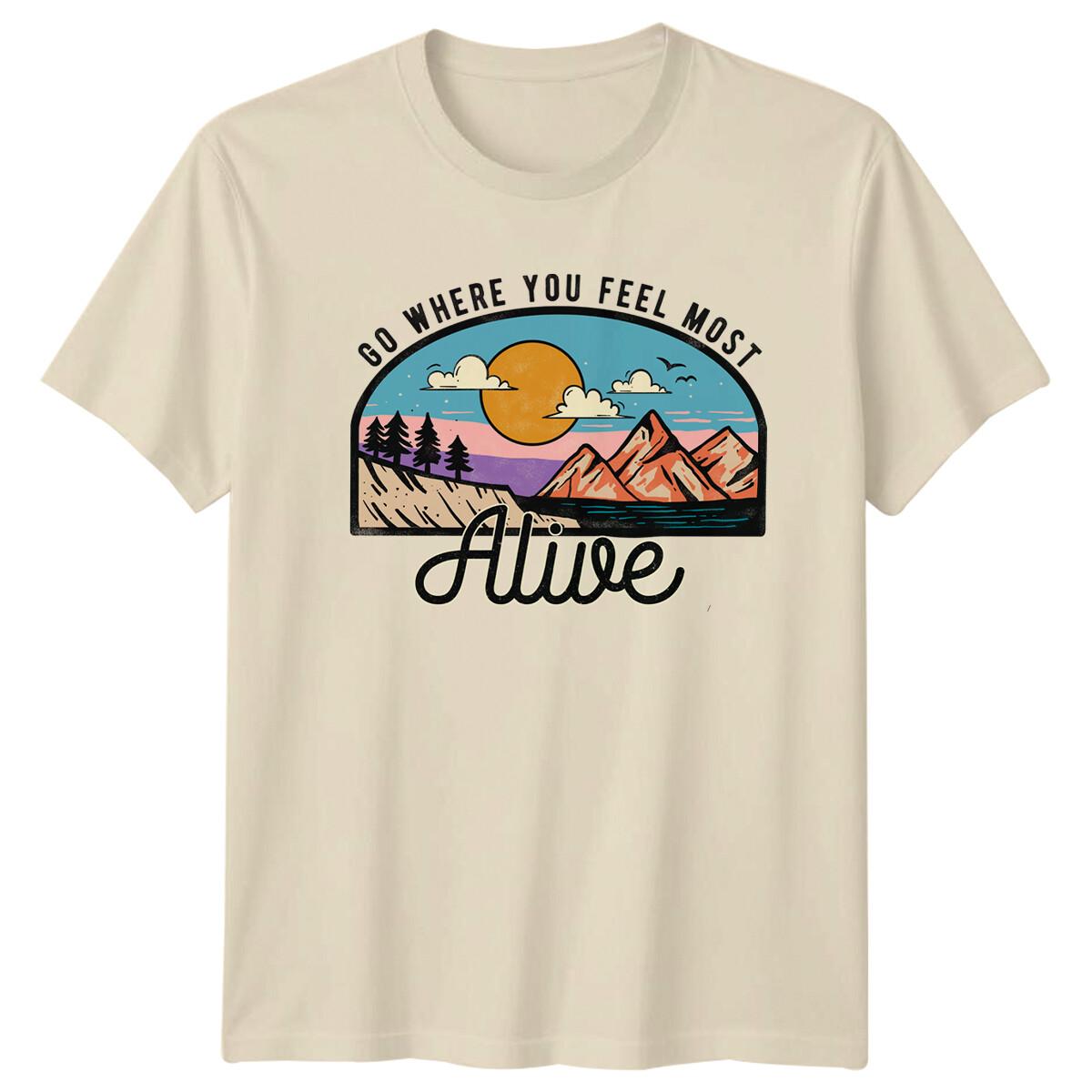 Go Where You Feel Most Alive Vintage Mountain T-Shirt XXXL
