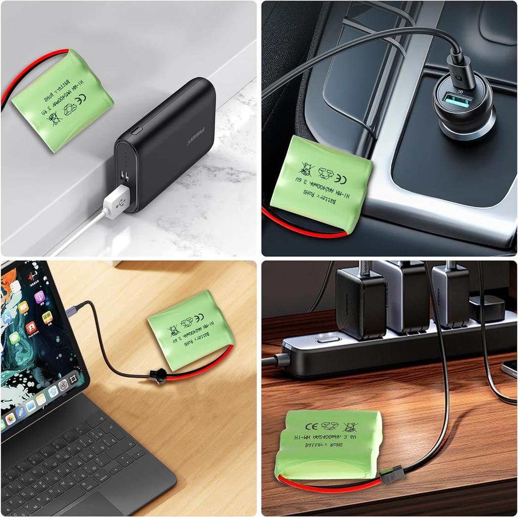 3.6V 2400mAh Ni-MH AA Oppladbart Batteri med USB Ladekabel og SM-2P Kontakt – Ideelt for RC Leker, Belysning og Elektroverktøy