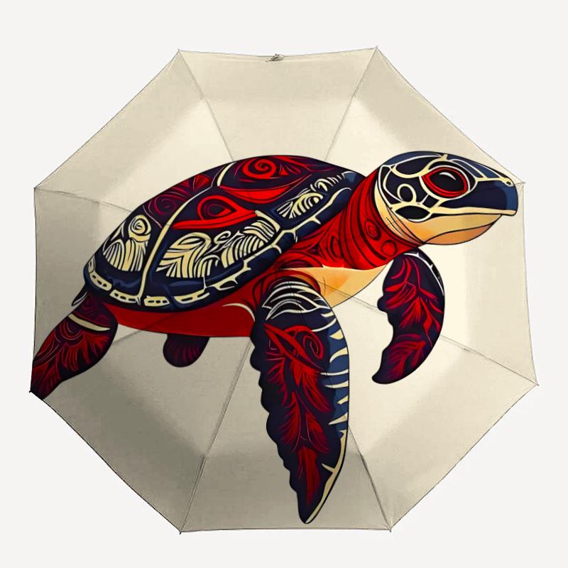 

1pc Turtle Artwork Automatic Open/close Umbrella, 8-Rib sturdy structure, Portable Travel Umbrella, Parties, Everyday Useb075
