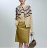 Vintage Wool-Cotton Cable Knit Cardigan – Mélange Fancy Yarn Winter Sweater, Round Neck, Long Sleeve
