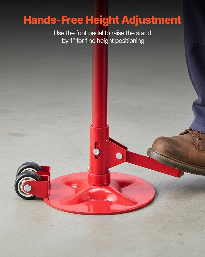 Underhoist Support Stand, 3/4 Ton Capacity Under Hoist Jack Stand with Two Wheels, Lifting from 1320 To 2032 Mm, Bearing Mounted Spin Handle, Foot