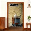 Harryy Potters 9 3/4 Train Platform Brick Wall Photography Backdrop Magic School Door Hanging Banner Half-Curtain Baby Portrait