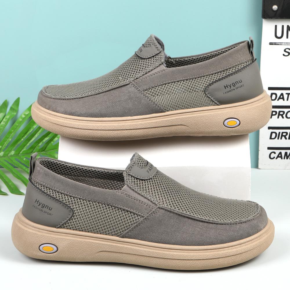 2026 Summer Men's Breathable Mesh Slip-on Shoes - Old Beijing Style Dad Shoes
