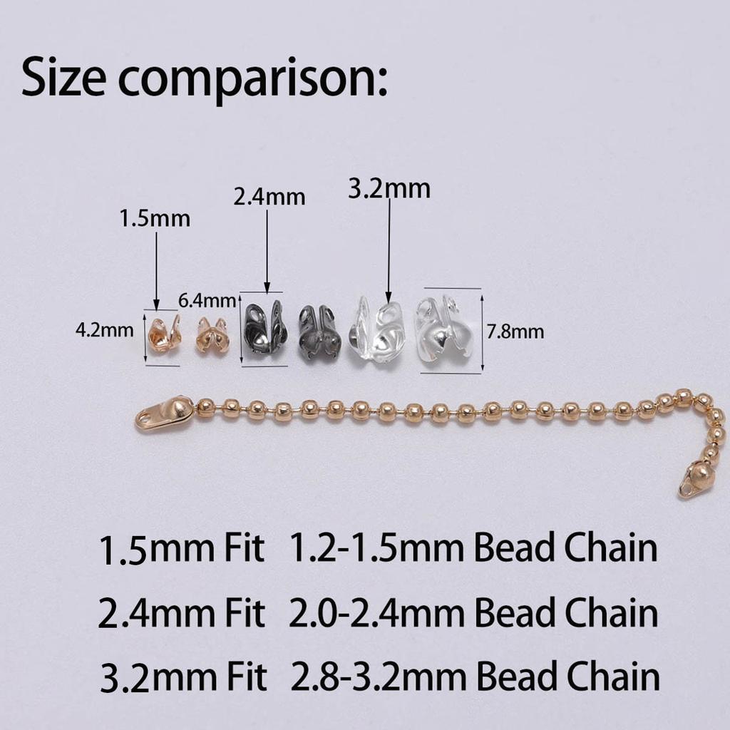 200pcs/lot Connector Clasp Ball Chain Calotte End Crimps Beads Connectors For Jewelry Making Findings DIY Accessories Supplies