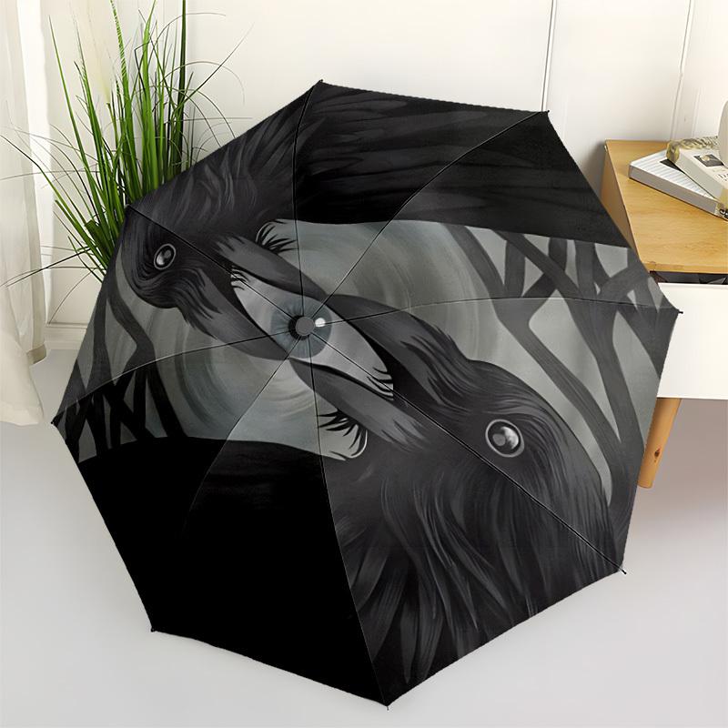 1pc Crow Eye Automatic Folding Umbrella Compact Lightweight Travel Umbrella with 8-Rib Sturdy Frame, Windproof & Self047