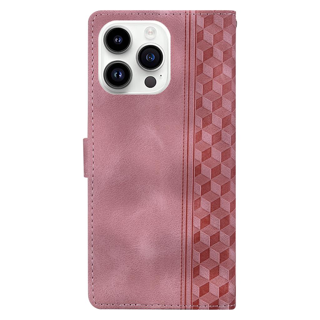 For iPhone 16 Pro Max Leather Case Imprinted Checkered Pattern Wallet Stand Flip Phone Cover