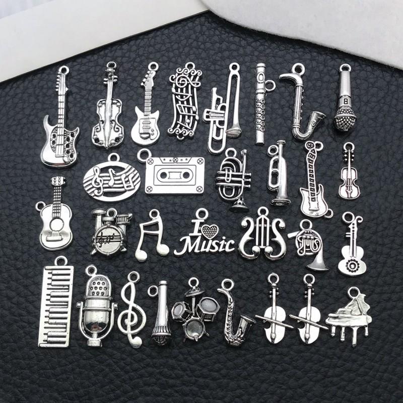 Vintage Music Instrument Charms Alloy Pendant DIY Bracelet Necklace Keychain Craft Jewelry Supplies