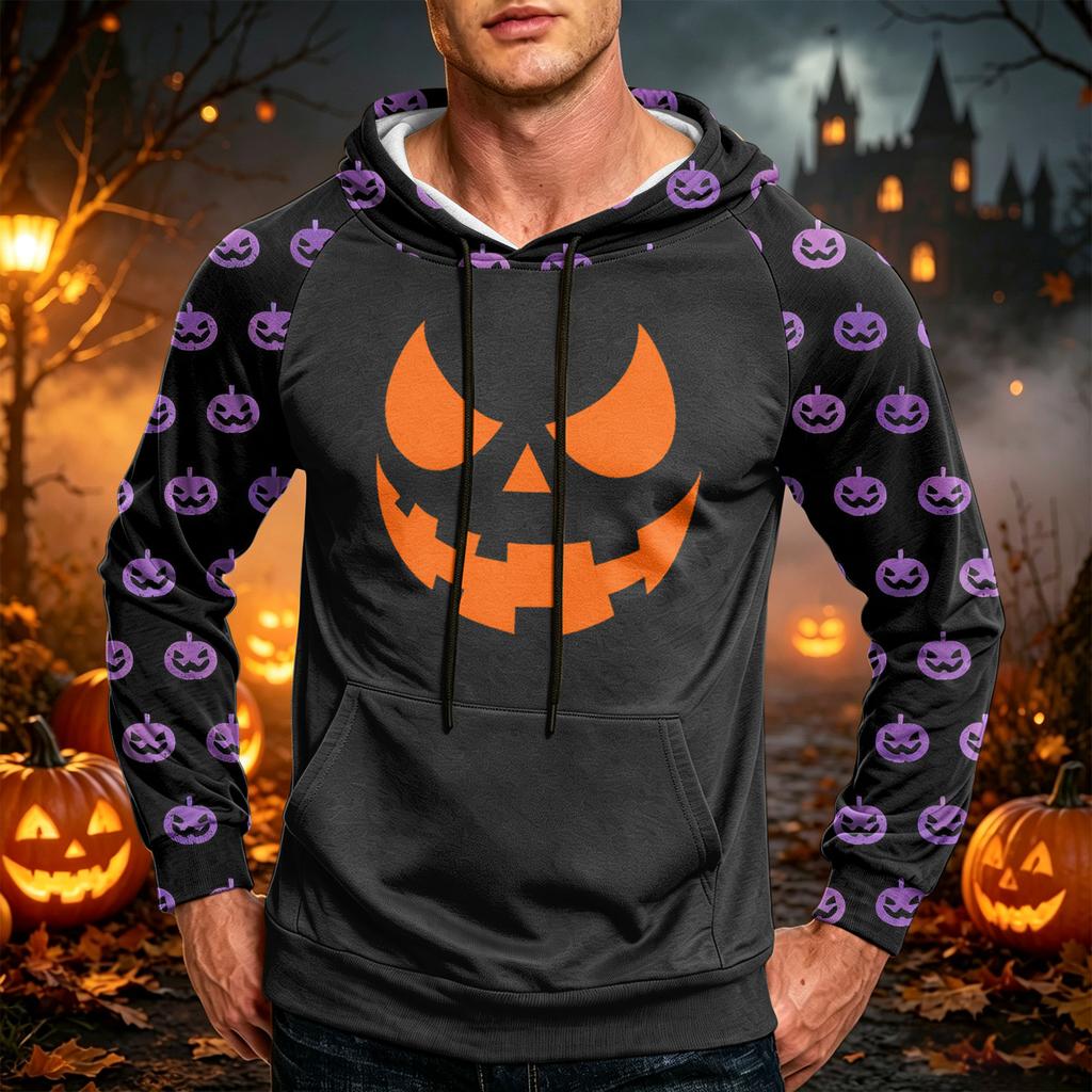 Men's Loose Fit Printed Hoodie with Pocket and Drawstring Casual Sweatshirt for Everyday Wear