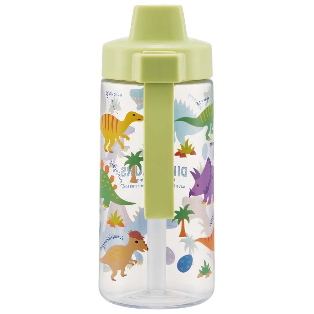Skater Straw 500ml Straw Water Dinosaur Bottle, Spout-Shaped Bottle, Plastic, Clear, Kids', Design, PSTB5-A