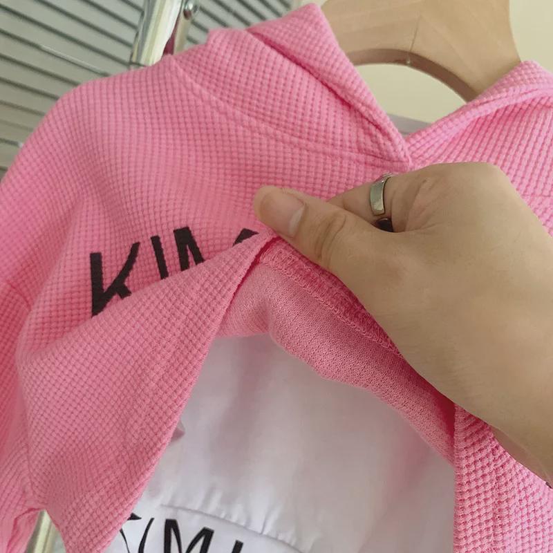 2024 Meisjes Koreaanse Letter Hoodie & Sweatpants Set - Lente/Herfst Trendy Tweedelig voor Kinderen