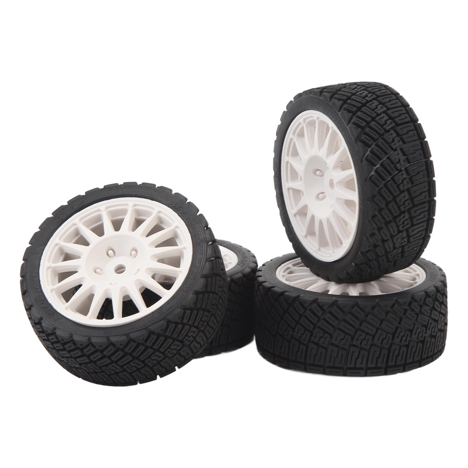 

4Pcs 1 10 RC Car Tire Plastic Rim Rubber RC Car Wheel Tyre Replacement for TAMIYA TT01 TT02 XV01 White білий