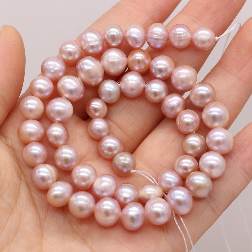 1 Filo, Perle d'Acqua Dolce Naturali AA, Perle Rotonde Fatte a Mano per Collane Fai-da-Te, Materiali per la Creazione di Gioielli 36cm