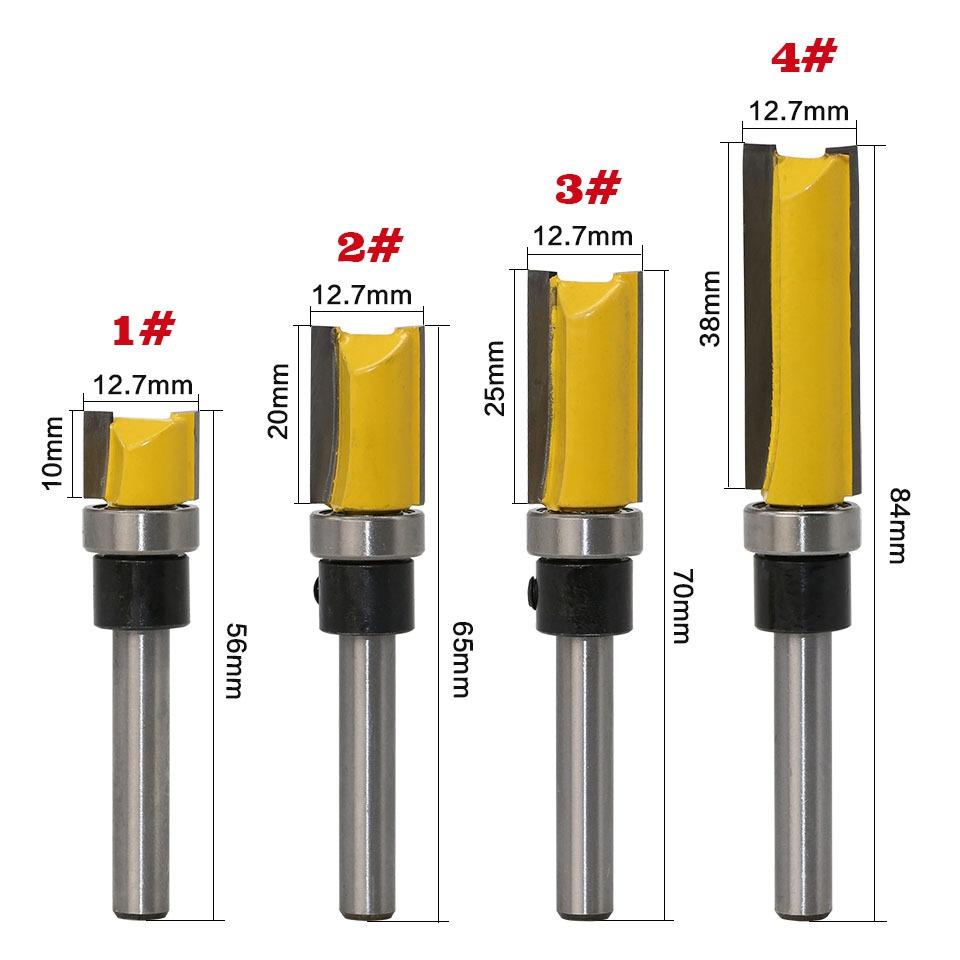 1/4 Inch Flush Trim Pattern Router Bit 1/4" Shank Panel Top &Bottom Bearing Woodworking Milling Cutter
