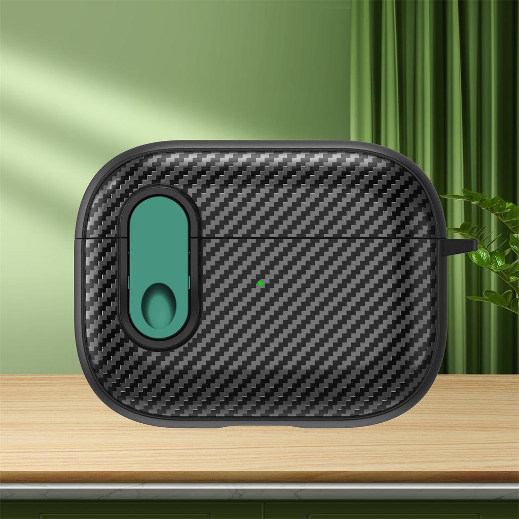 Carbon Fiber Texture Case for Airpods Pro 2 Anti-Drop Protective Cover for Airpods 3 2 1 Hard Shell with Keychain