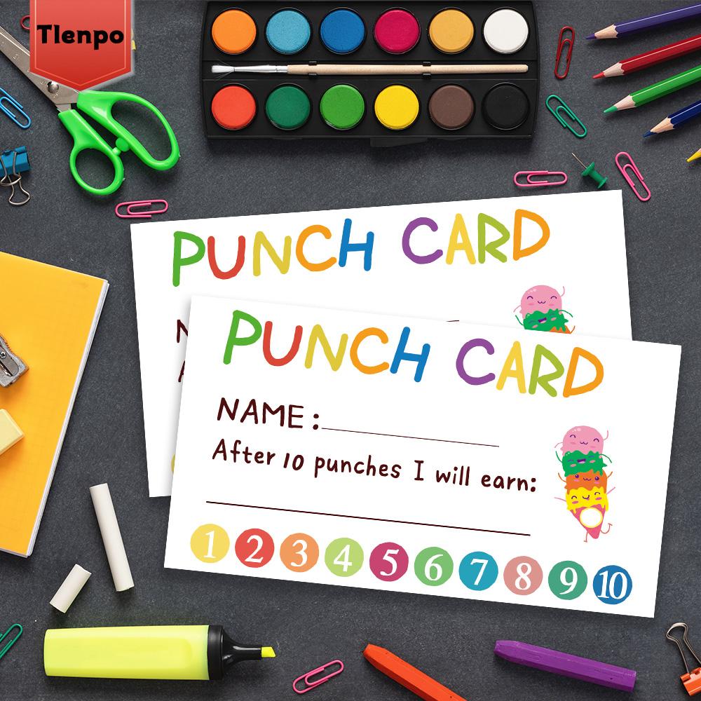 50 Adorable Punch Cards ‘Loyalty Reward Cards’, 3.6X2 Inch Teacher, Behaviour Reward Cards, Small Cards, Incentive Punch Cards