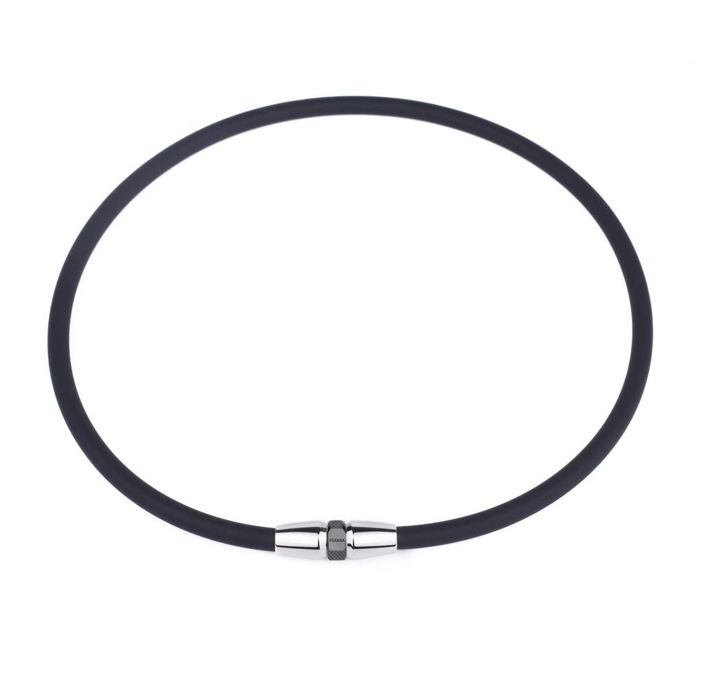 FUANNA Men's Magnetic Necklace [Suitable for All Seasons] (45cm, Black + Black)