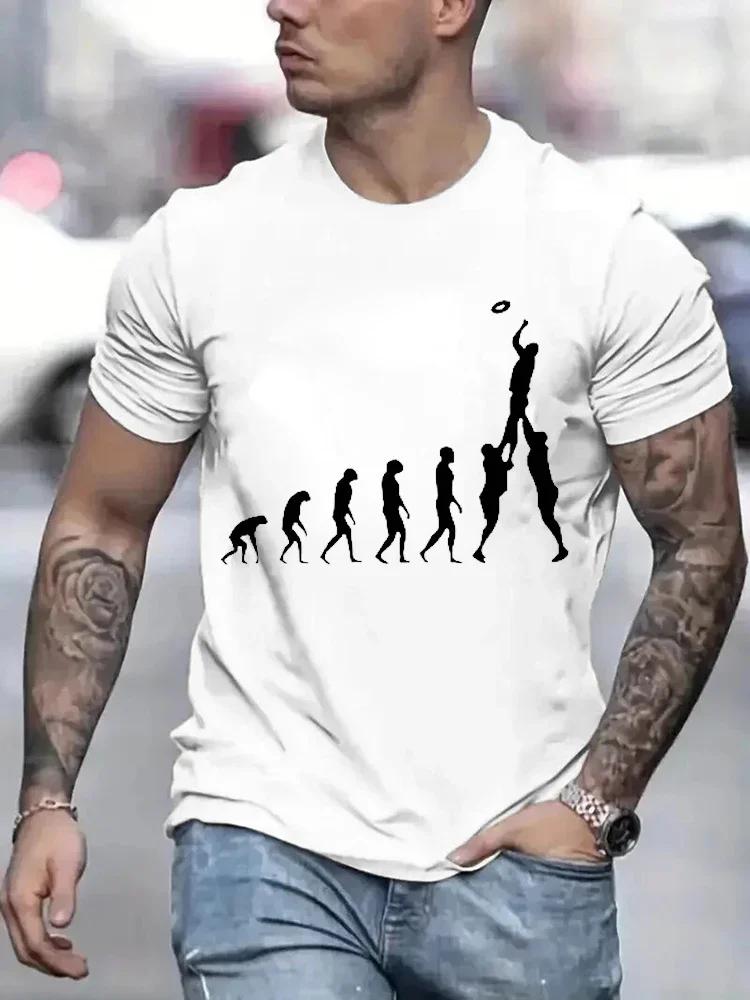 

Rugby Evolution Новинка Смешная футболка Мужская черная футболка-хипстерская футболка большого размера Мужская толстовка Футболки Модная футболка Harajuku 4XL