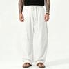 Men S Loose Fit Linen Blend Long Pants Solid Color Breathable