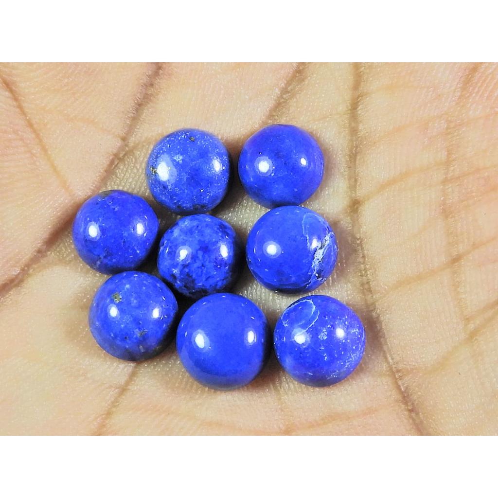 7MM Natural Lapis Lazuli Round Cabochon Loose Gemstone 8Pcs Lot 14Cts. A-480