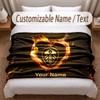 Leeds United Printed Flannel Blanket Custom Name Text Soft Warm Throw For Bedroom Holiday Gift