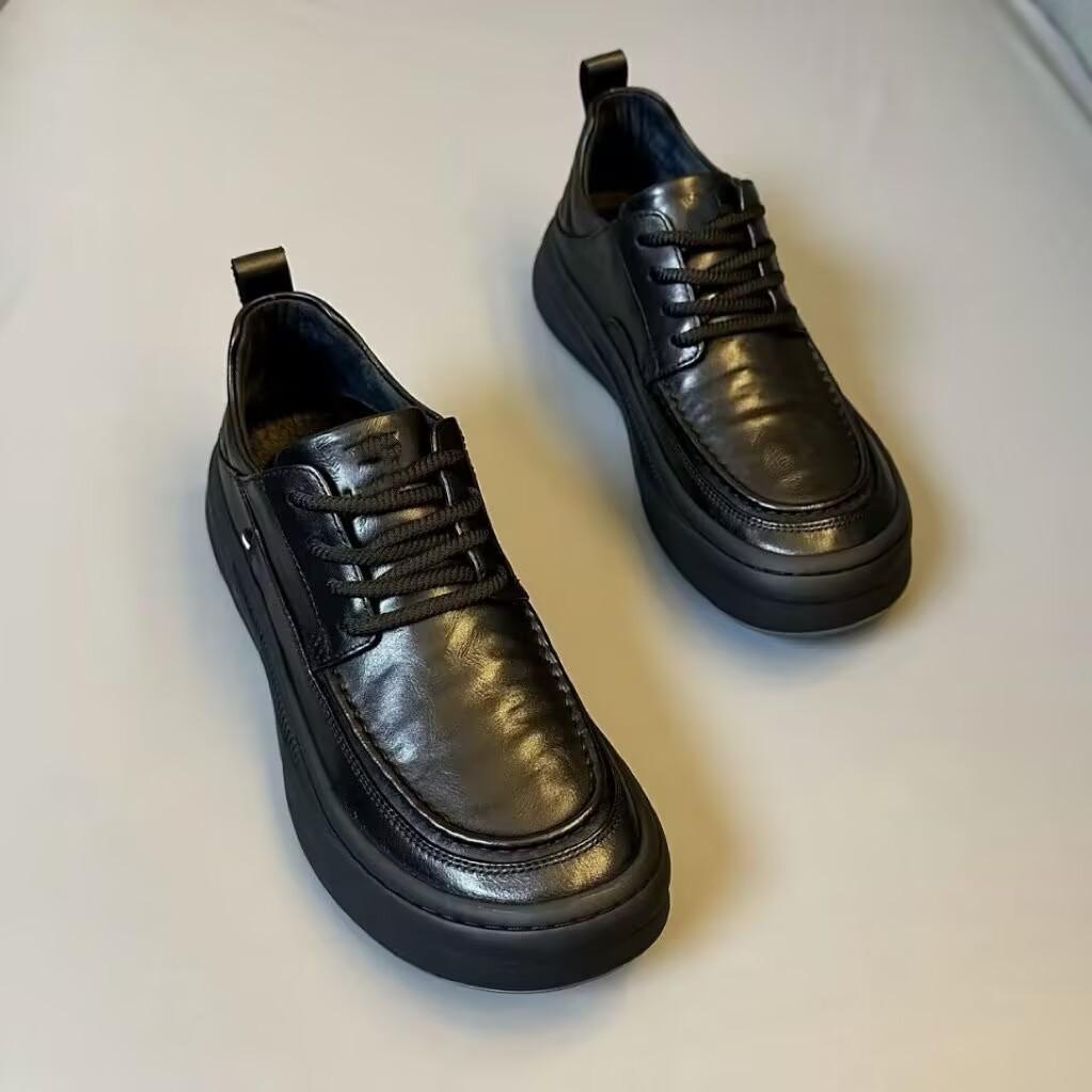 

Men s shoes leather spring business casual leather shoes 2025 new trend versatile thick sole non-slip British style shoes men 44