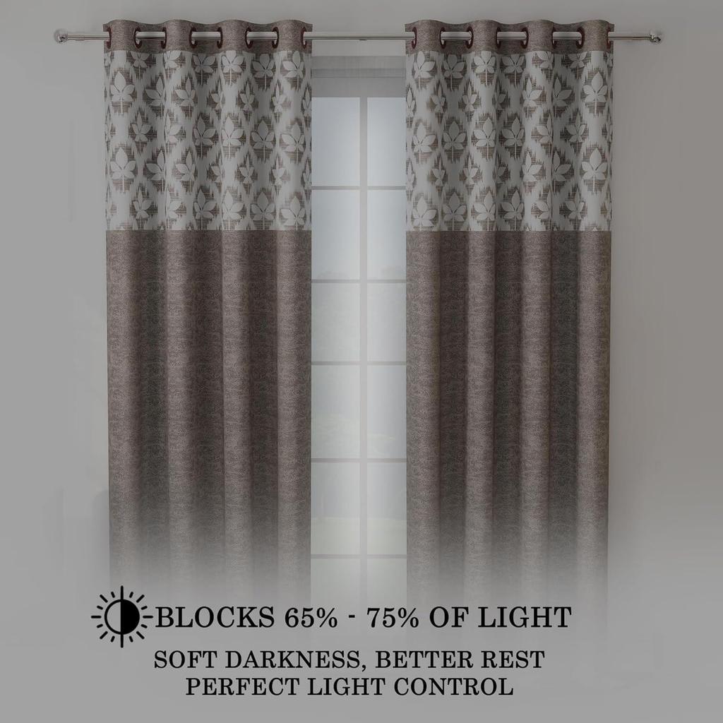 Hjem Vindusgardiner Langt Sett med 2 | Blomstertrykt | Medium Romformørkende Gardin | Gardiner for Stue