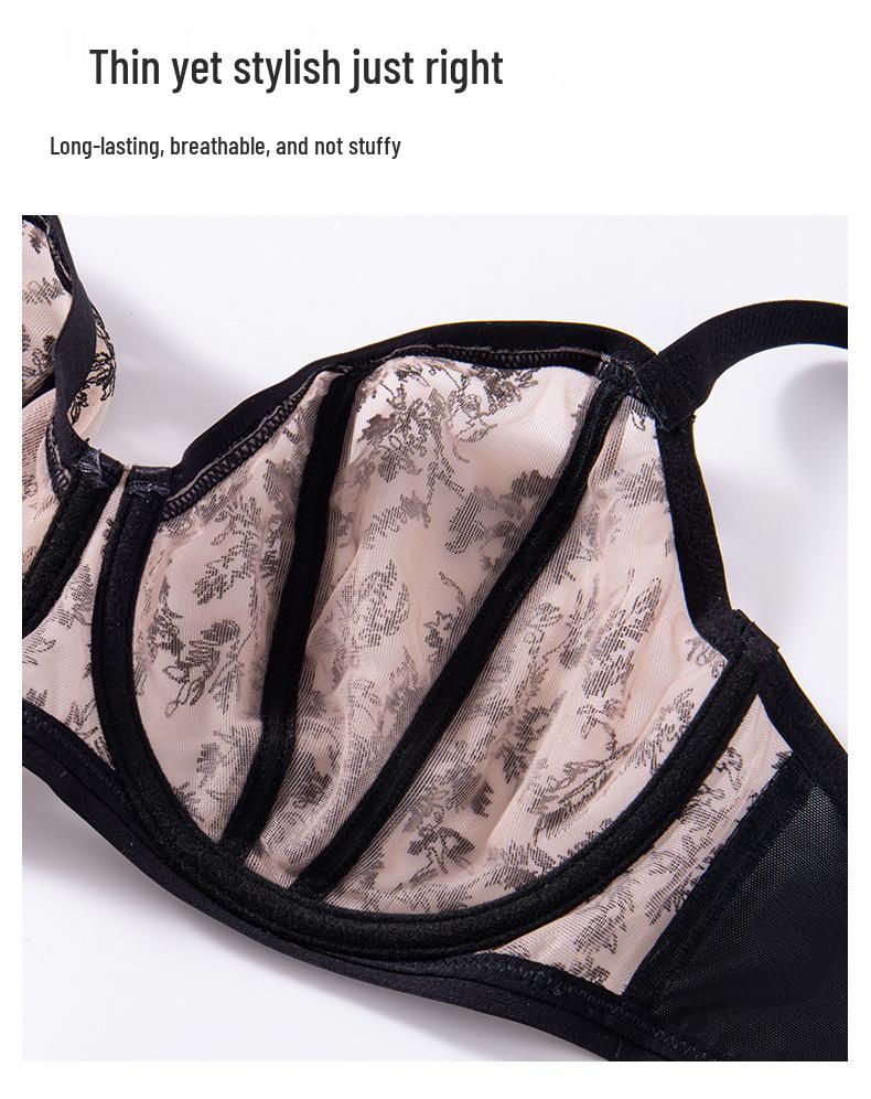European & American Plus Size Mesh Lingerie Set: Anti-Sagging, Large Cup for Women
