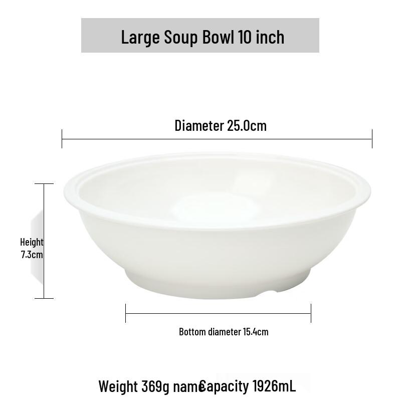 White Melamine Large Soup/Noodle Bowls, 10-inch, 5-Pack