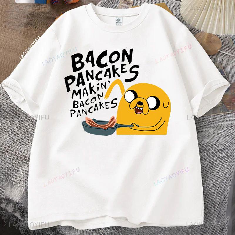Fashion Hot Sale Kawaii Clothing Adventure Time Anime T Shirt for Men Jake and Finn Bacon Pancake Girl Boy Casual Cotton Tops
