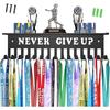 Medaillenaufhänger zur Wandmontage, Medaillenhalter, Rosetten-Präsentationsständer, „Never Give Up“-Präsentationsständer für Laufmedaillen